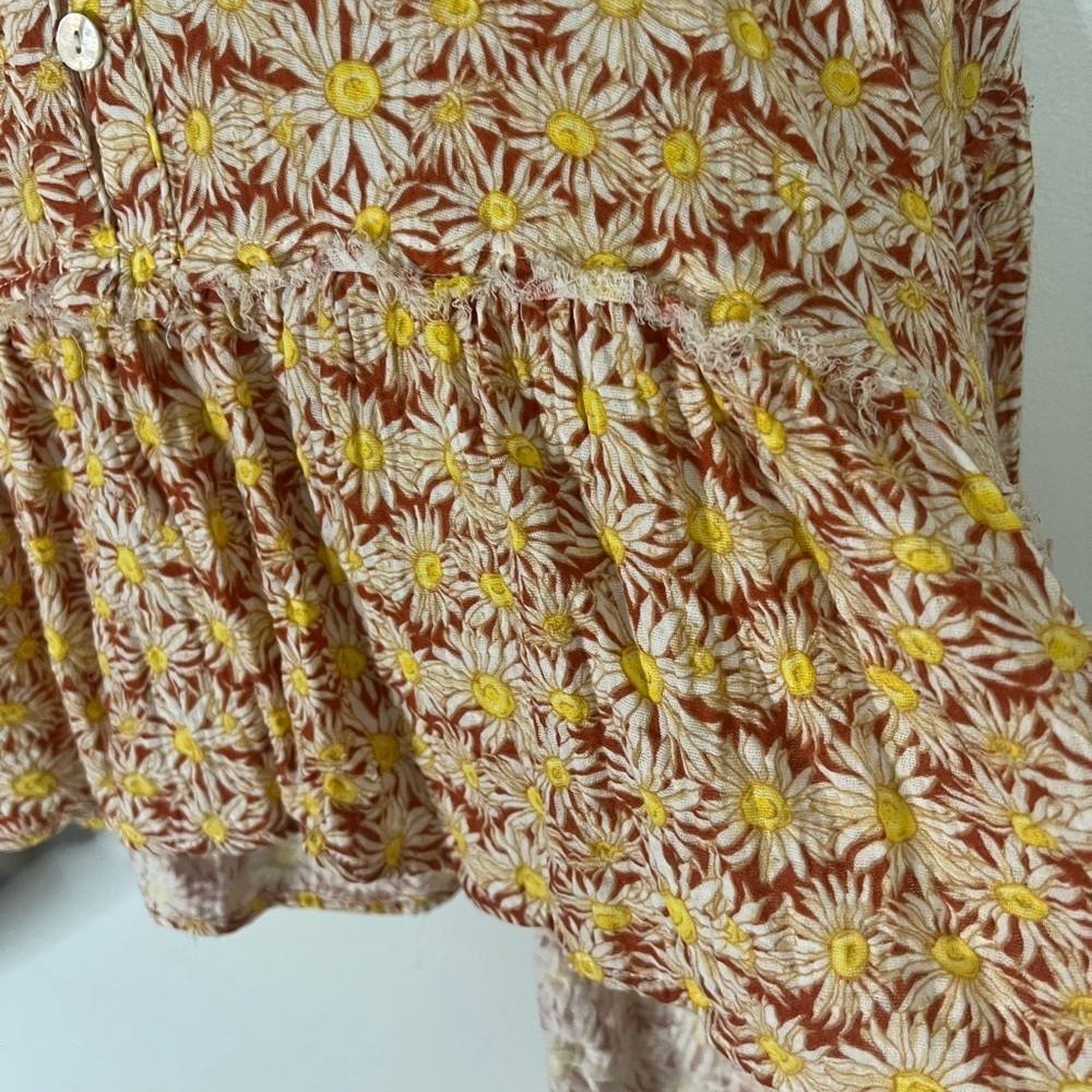 Simply Southern Floral Blouse - Yellow and Orange Country Cowgirl Vibe - Picture 6 of 7